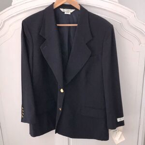 Austin Reed Classic Navy Wool Single Breasted Blazer Size 20W Petite Vintage NWT